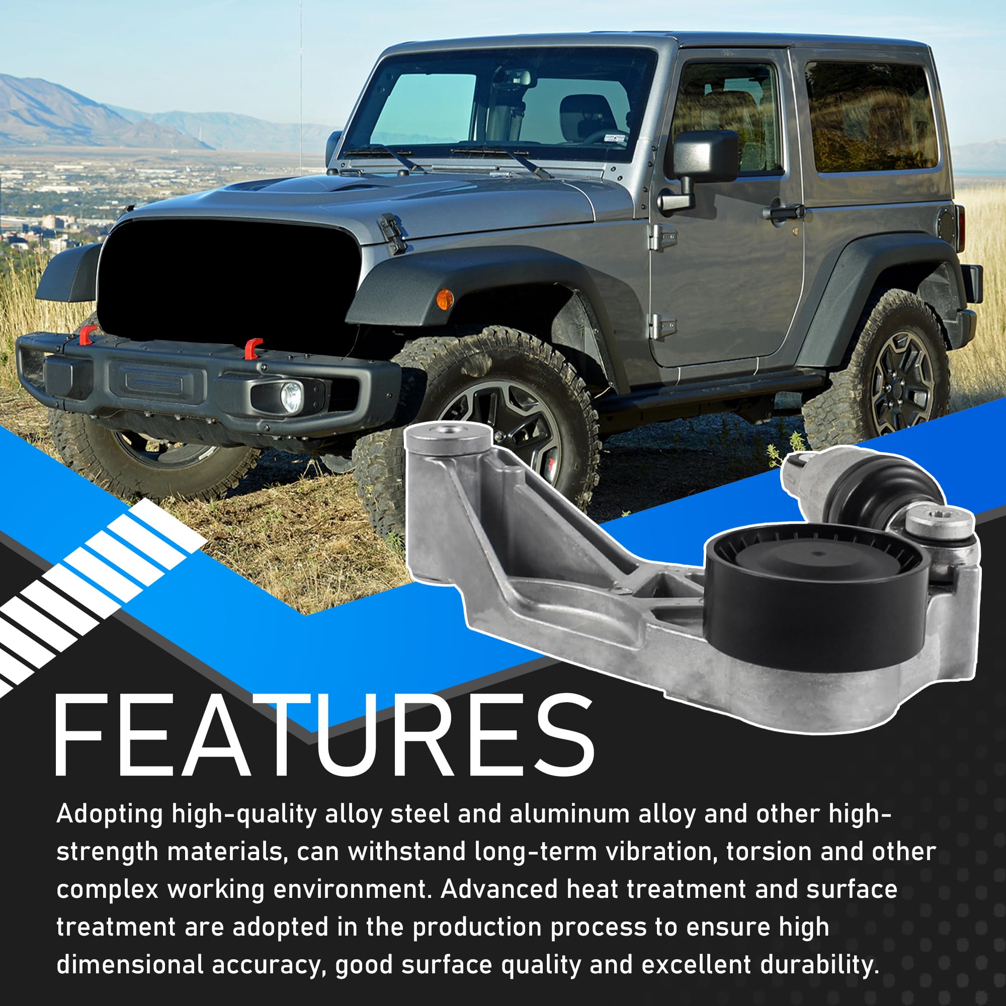 Jeep Wrangler installation with YzusGomumu kit supports belt alignment