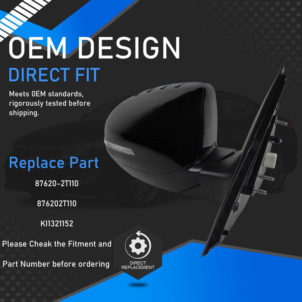 YzusGomumu replacement mirror compatible with OE numbers KI1321152, 87620-2T110, 876202T110