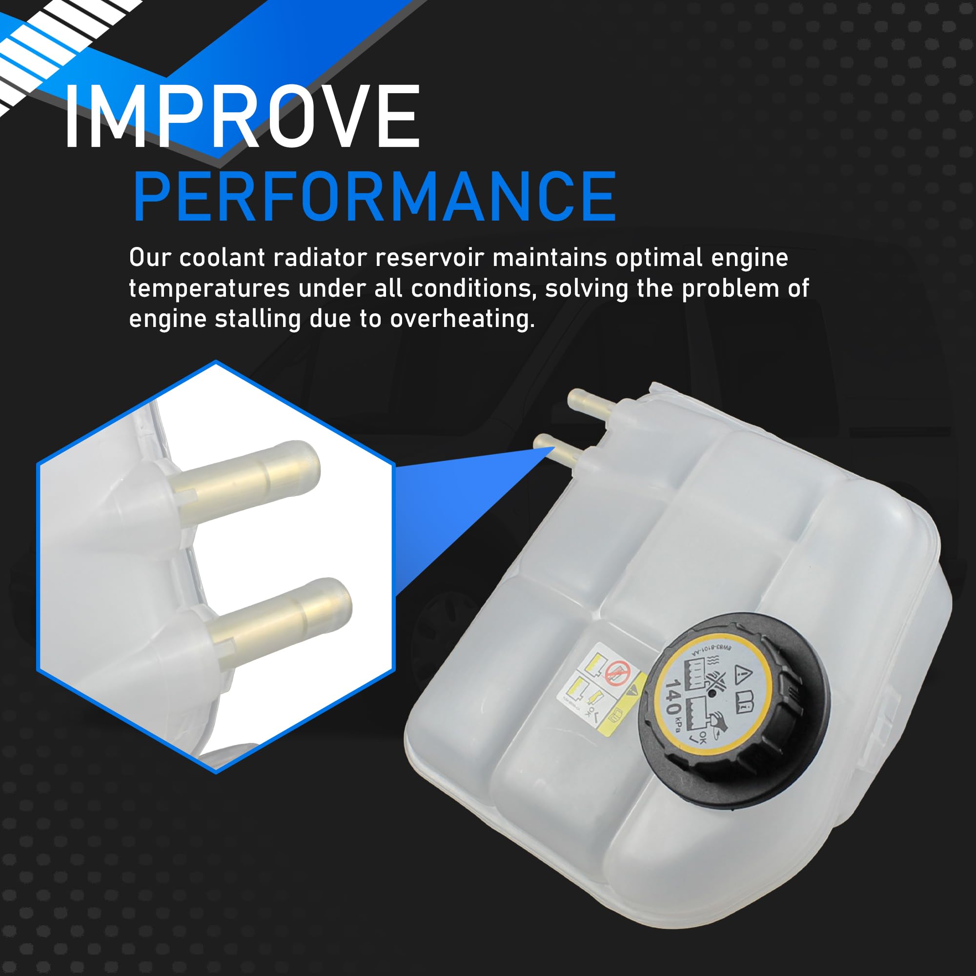 YzusGomumu replacement-ready reservoir supports reliable cooling system maintenance.