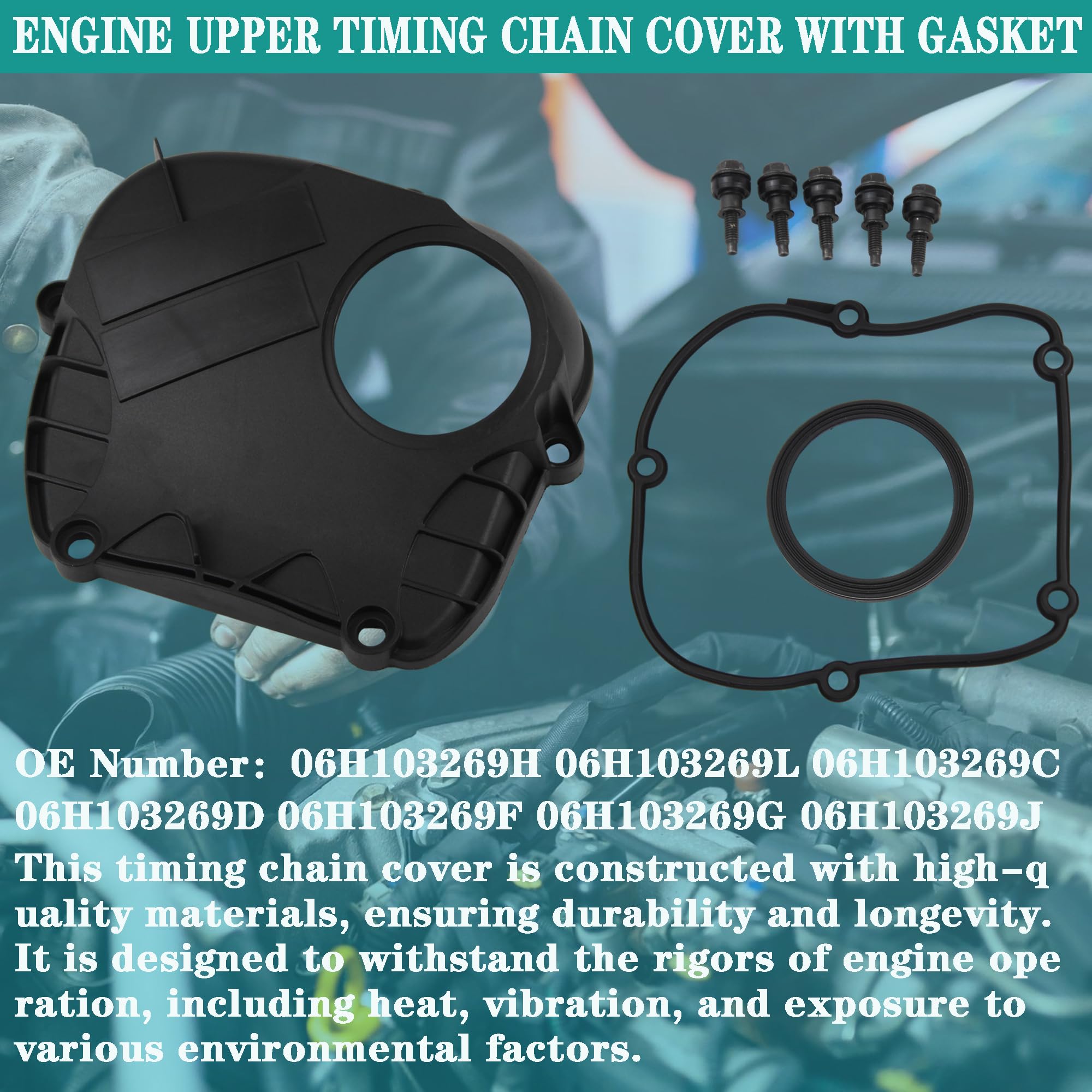 YzusGomumu timing cover side profile showing sturdy construction for engine protection.
