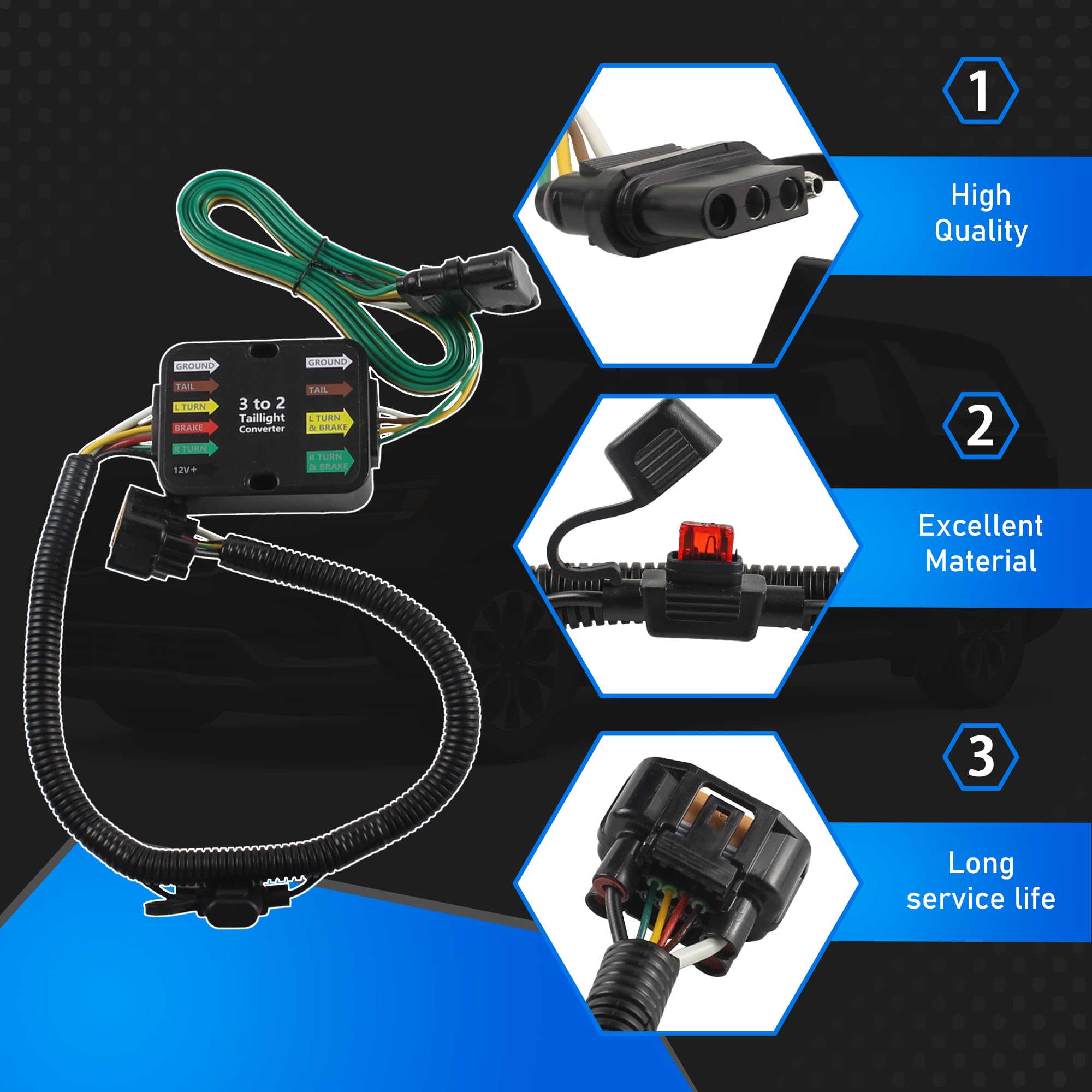 YzusGomumu plug-and-play design saves time during trailer wiring installation.