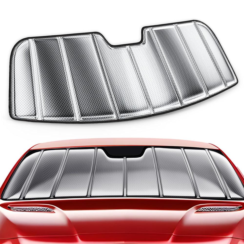 YZZWATW windshield sun shade folded compact for storage and travel