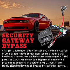 Z Automotive Double Bypass security gateway bypass enables OBD2 access without altering main system.