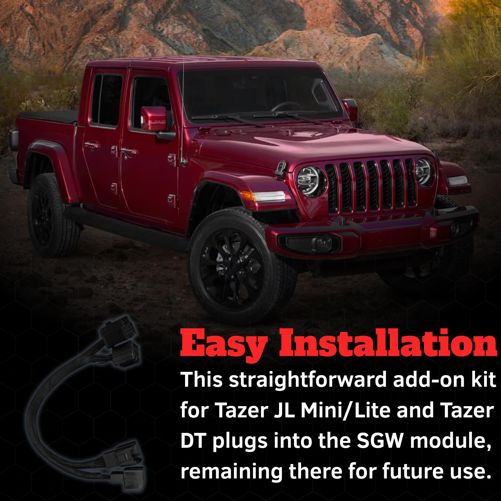 Z Automotive SGW extension cable for Tazer JL Mini/Lite — tidy, accessible setup.