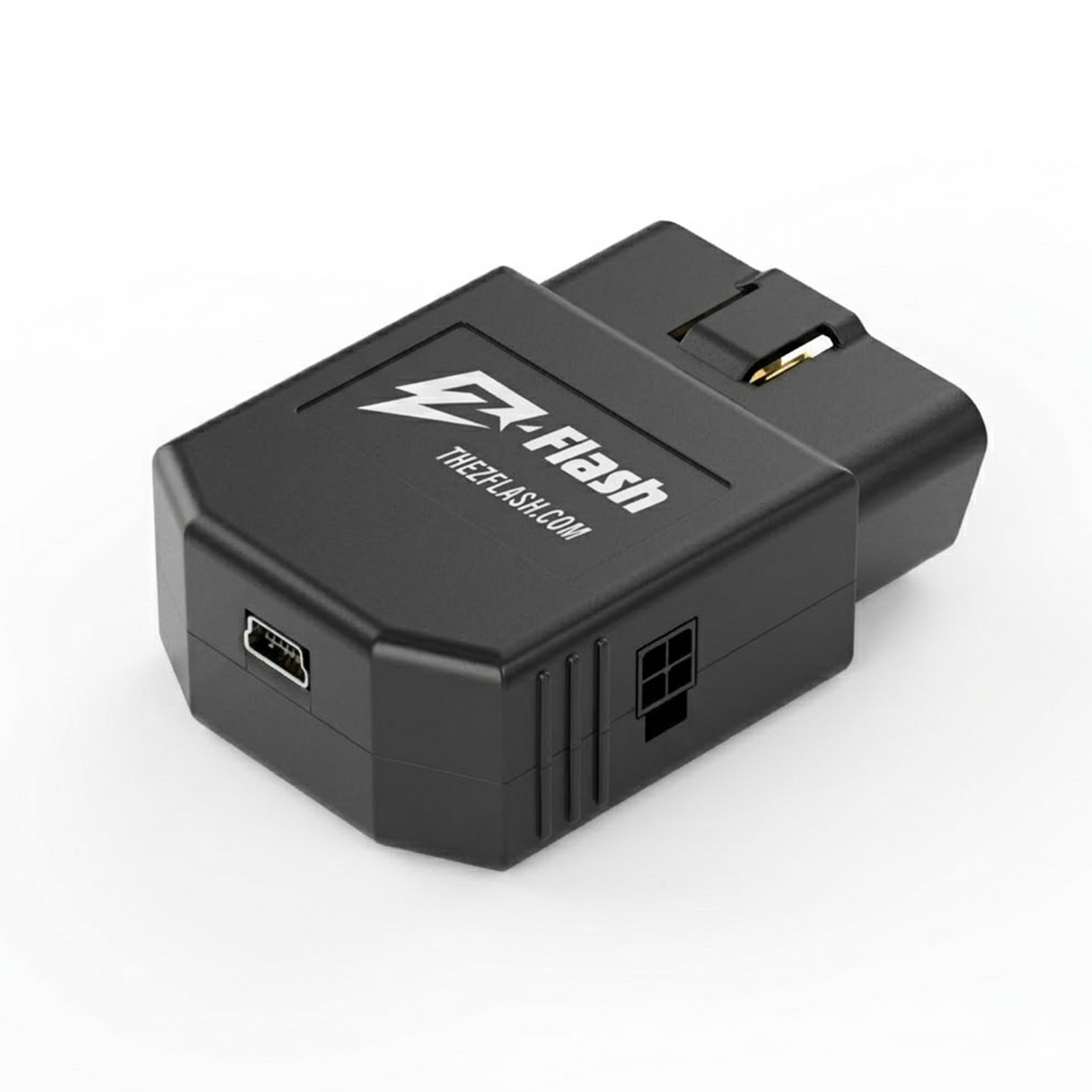 Z-Flash flasher module front view showing plug-and-play OBD-II