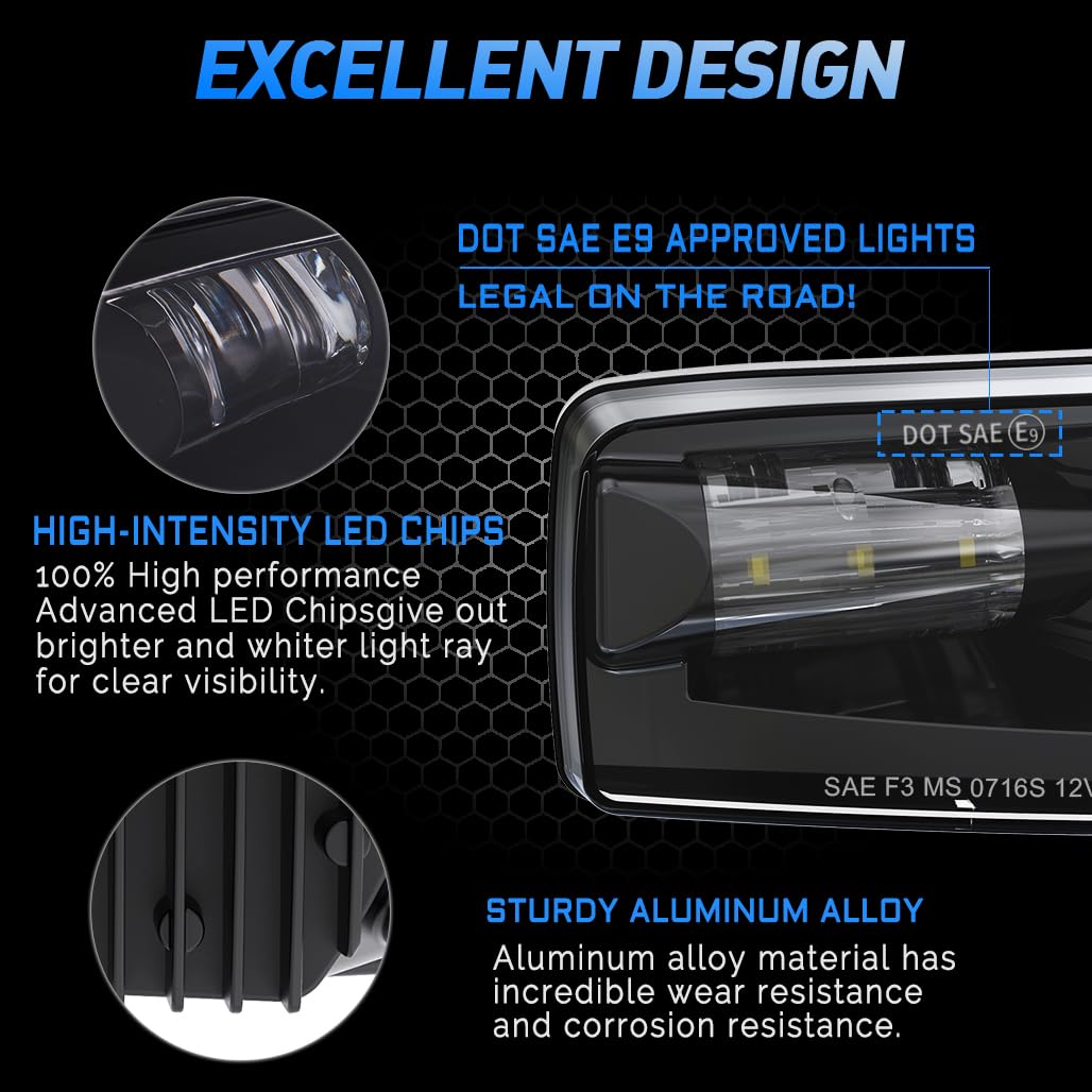 Z-OFFROAD LED fog light closeup lens highlights premium lens quality and brightness.