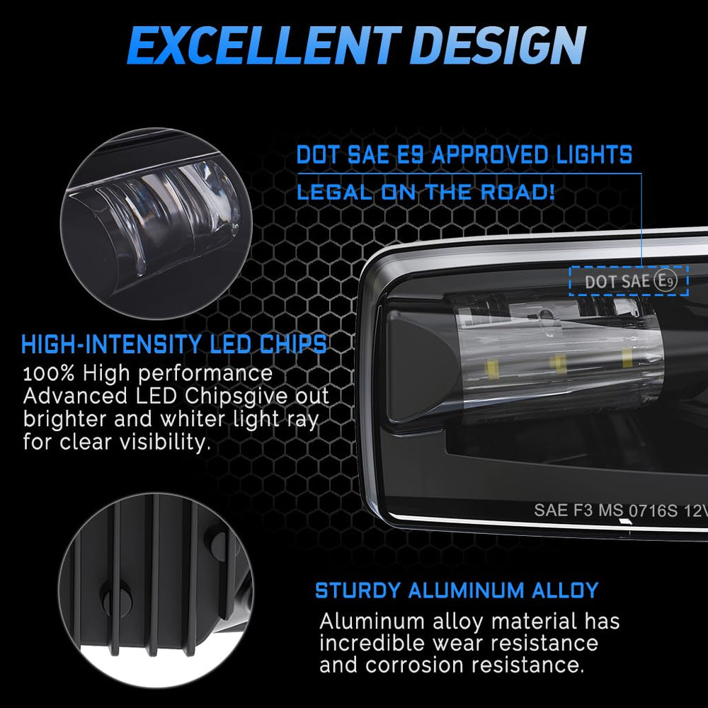 Z-OFFROAD LED fog light closeup lens highlights premium lens quality and brightness.