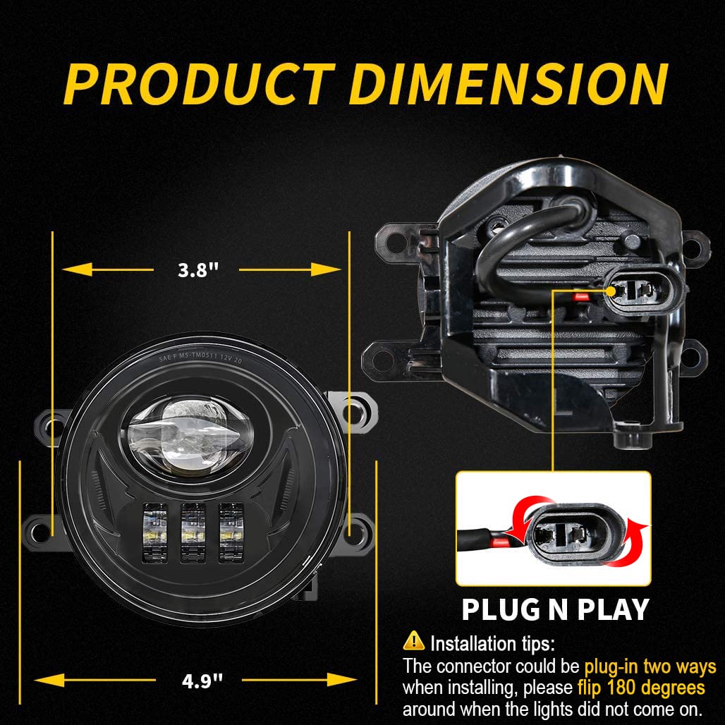 Z-OFFROAD LED fog light for Tundra, passenger side improves visibility in adversity.
