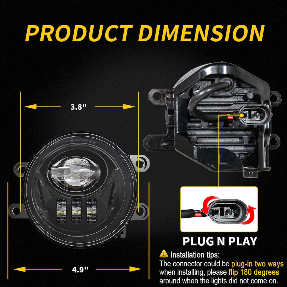 Z-OFFROAD LED fog light for Tundra, passenger side improves visibility in adversity.