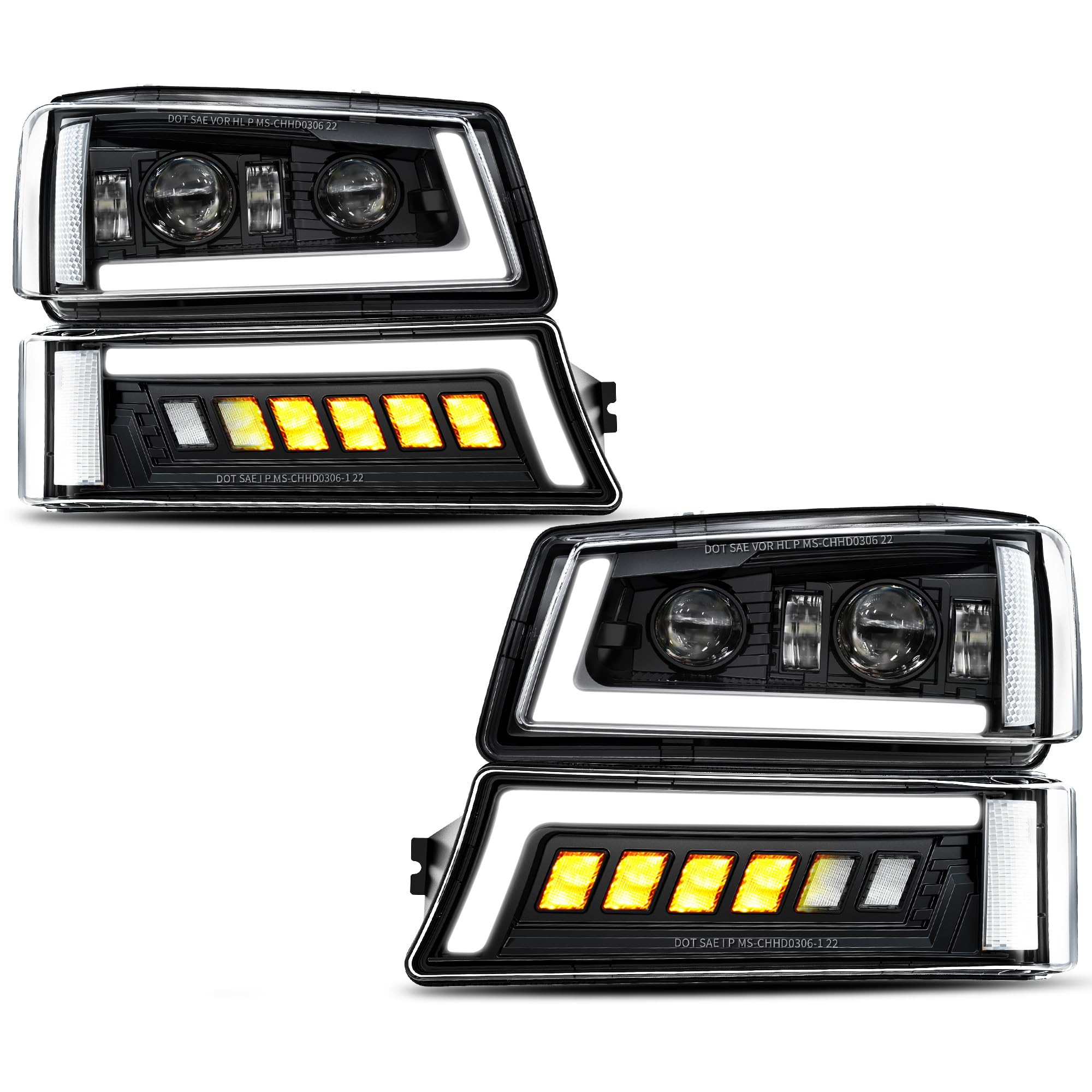 Z-OFFROAD LED headlights with sequential turn signals for an energetic truck look.