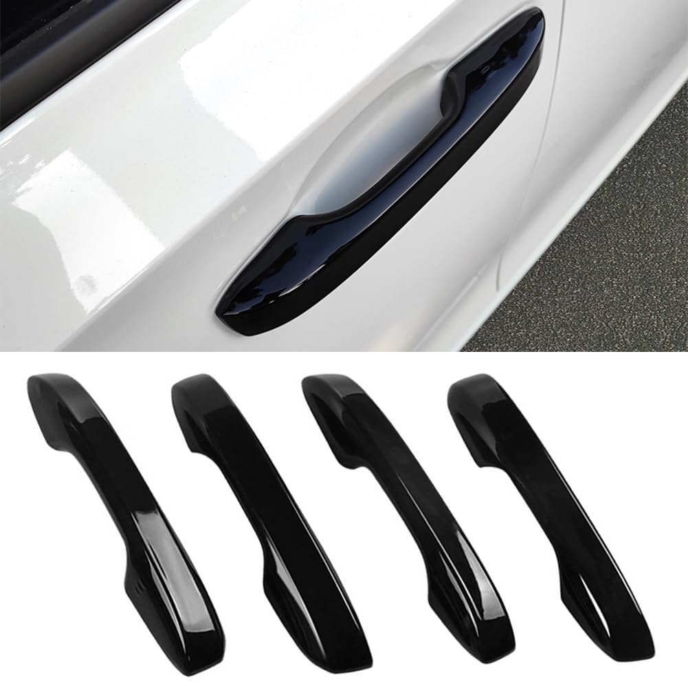 Zacxoxsr glossy black door handle cover on Honda Civic enhances style and protection.