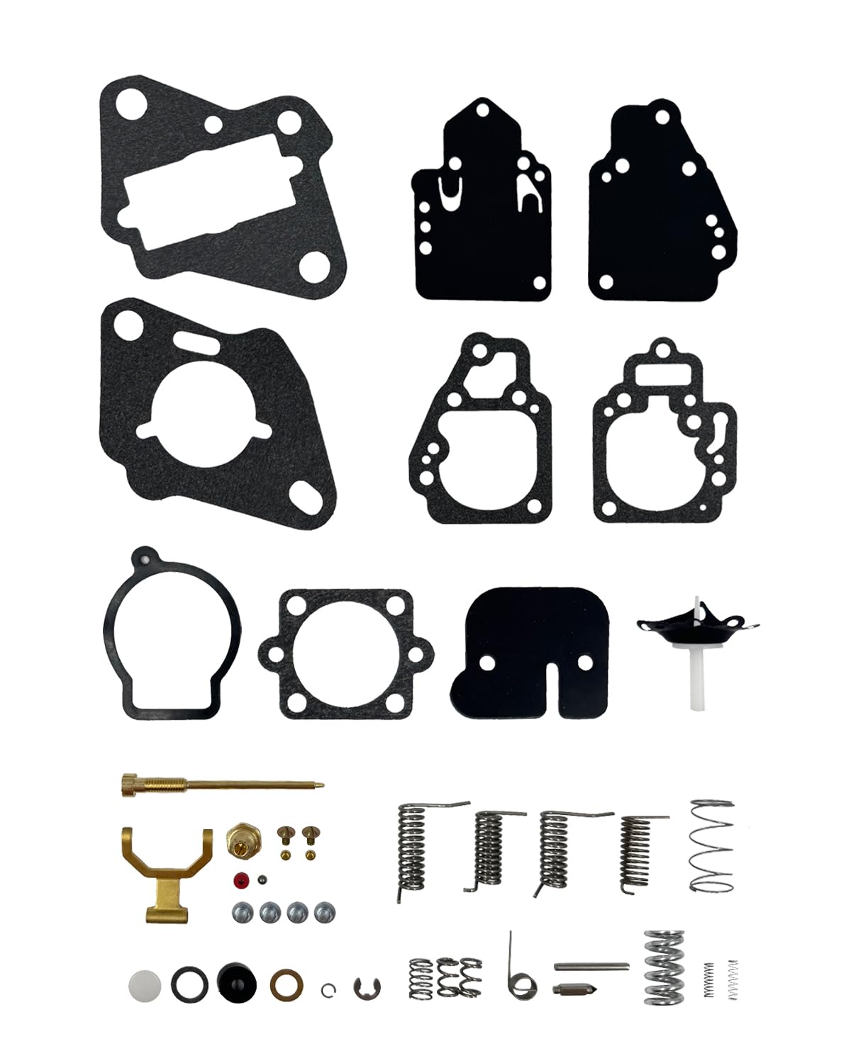 Zafee carburetor rebuild kit for Mercury 10-25hp shows precise components for reliable repairs