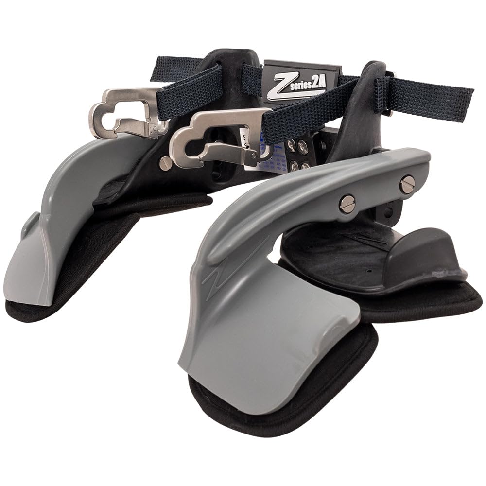 Zamp Z-Tech Series 2A Head and Neck Restraint in black and gray, designed for universal fit, track use
