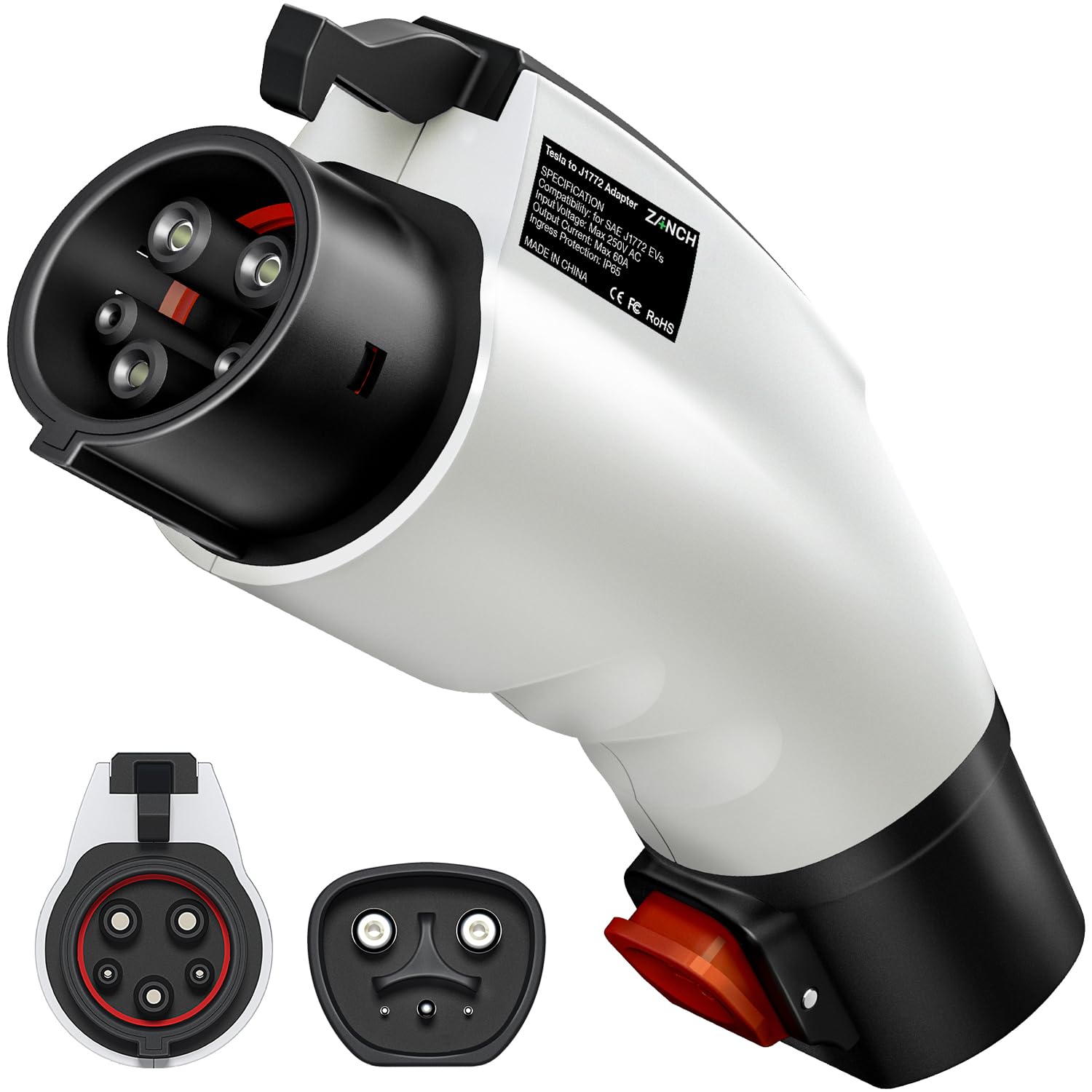 Zanch Tesla-to-J1772 adapter with compact body for travel charging