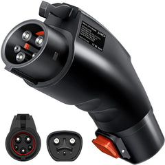 Zanch Tesla to J1772 adapter front view showing rugged housing for reliable charging