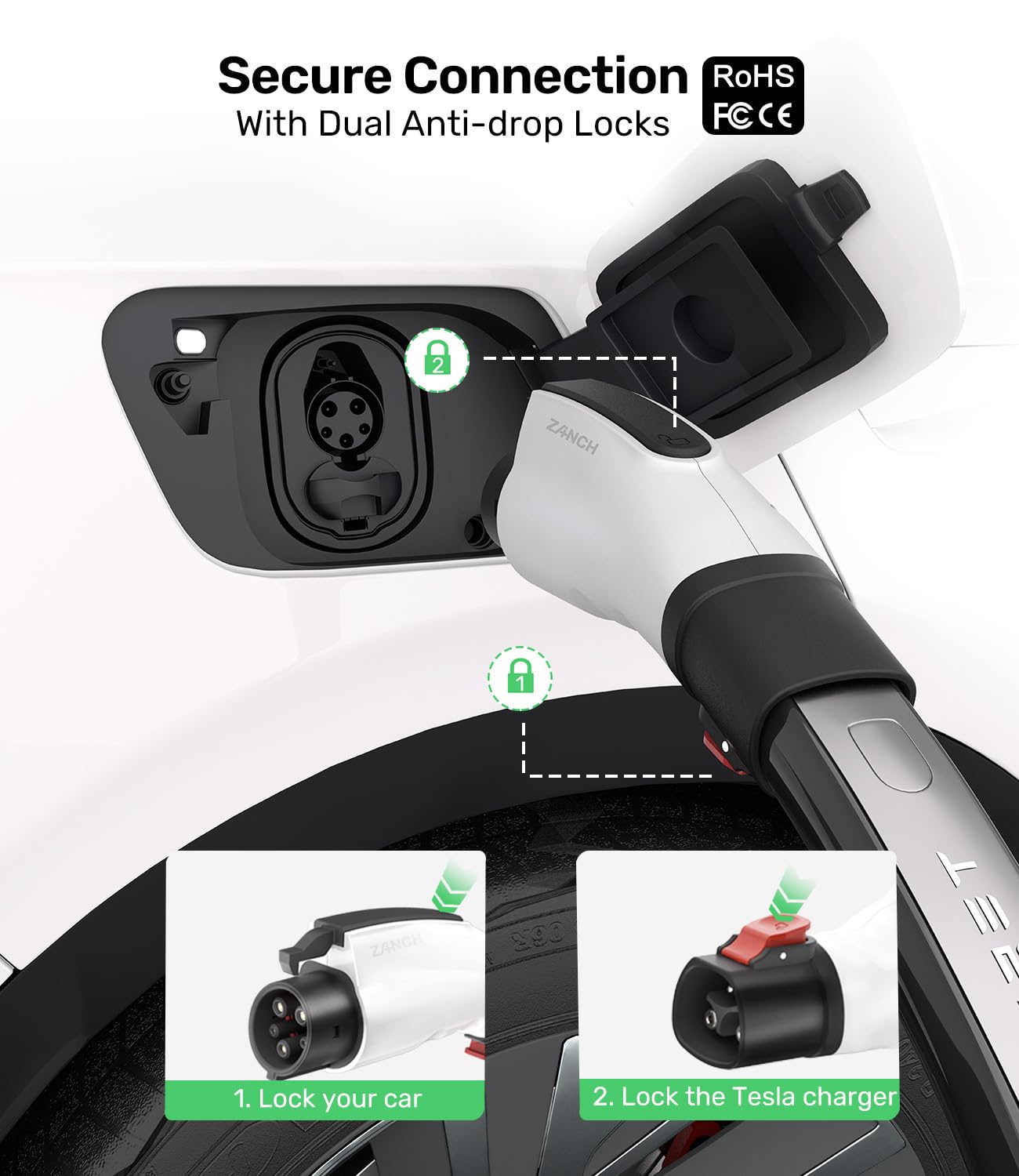 Zanch adapter with double anti-drop locking system for secure connections