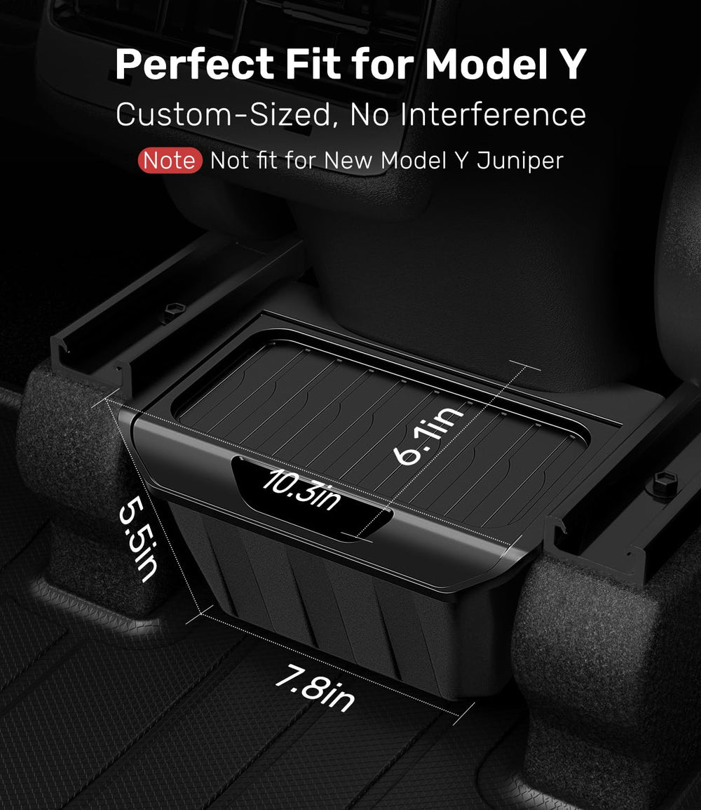 Zanch Trash Can doubles as backseat organizer for tissues and toys in Model Y