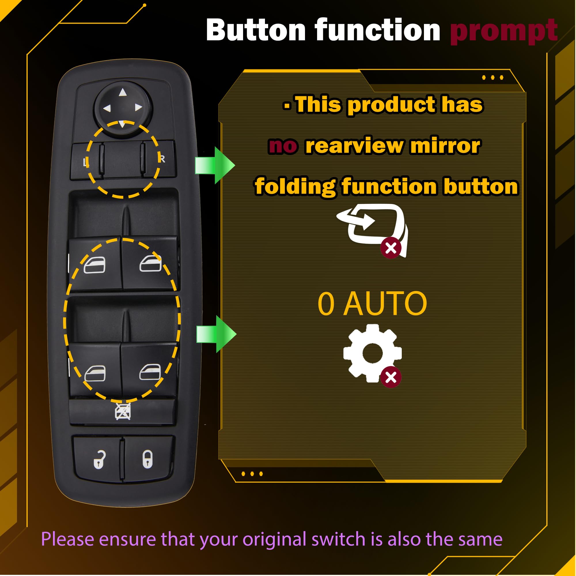 ZAPOSTS switch compatible with Chrysler 200 (2015-2016) models.