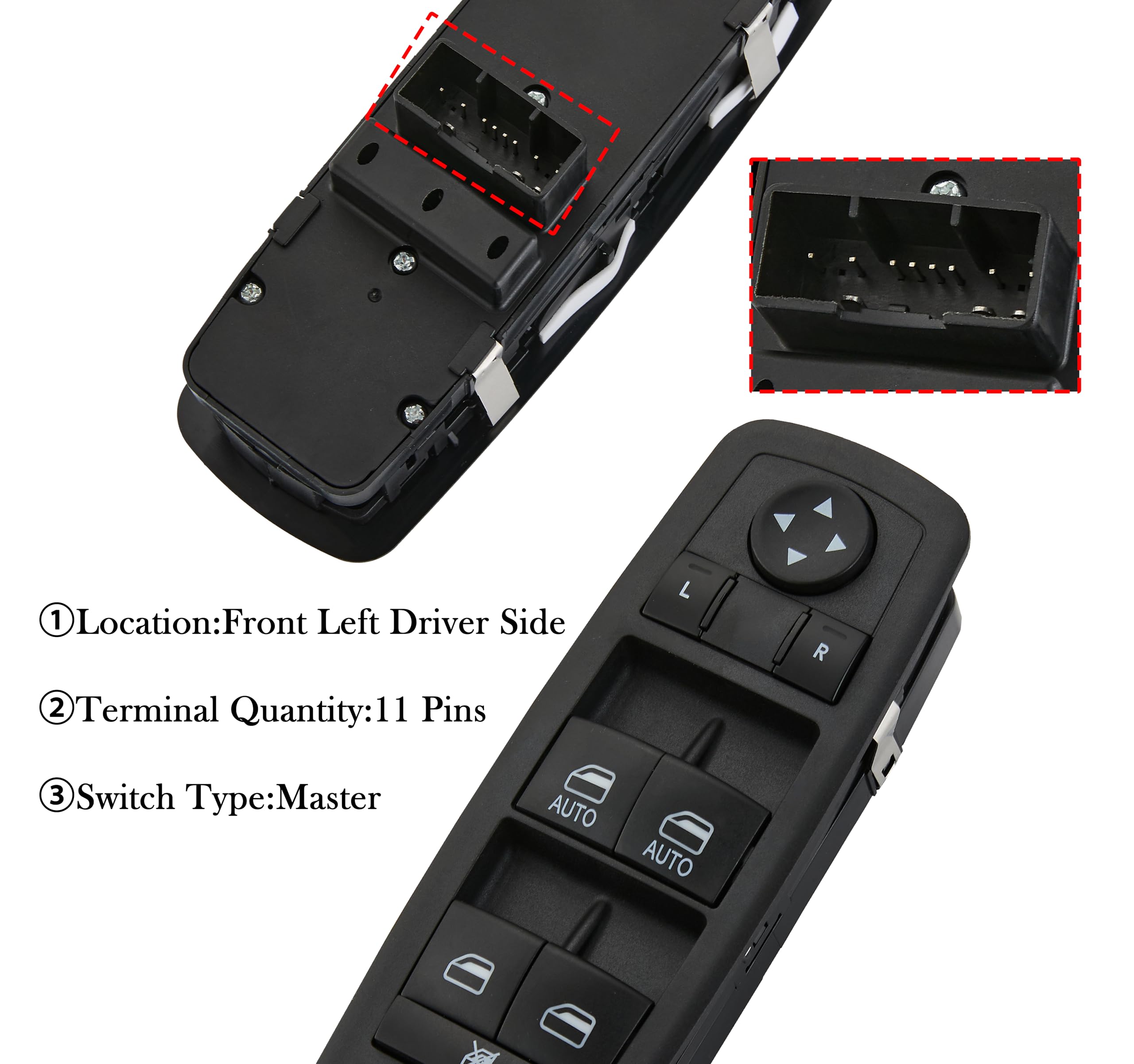 Zaposts power window switch for Chrysler 200 driver-side replacement with plug-and-play simplicity.