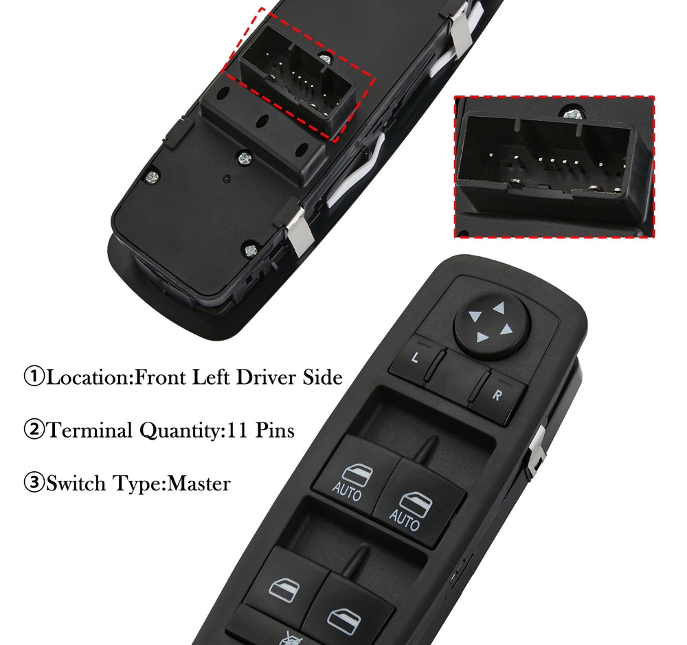 Zaposts power window switch for Chrysler 200 driver-side replacement with plug-and-play simplicity.