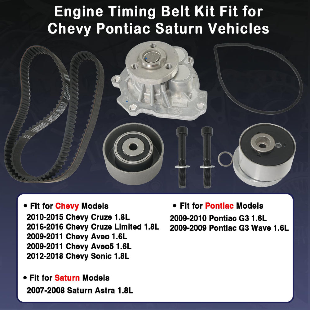 ZARDETO timing belt kit closeup of belt, tensioner, and pulleys for precise engine timing.