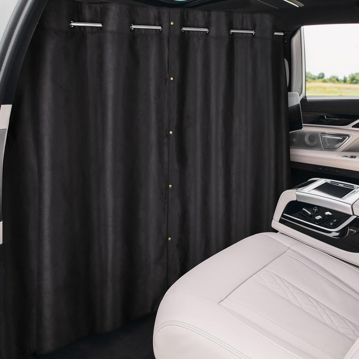 ZATOOTO car divider curtain fully extended for backseat privacy