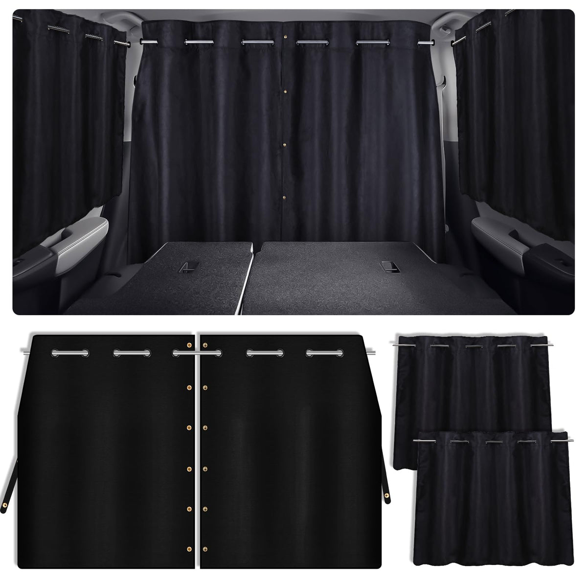 ZATOOTO set of 3 car window shades with rods improves back-window privacy.