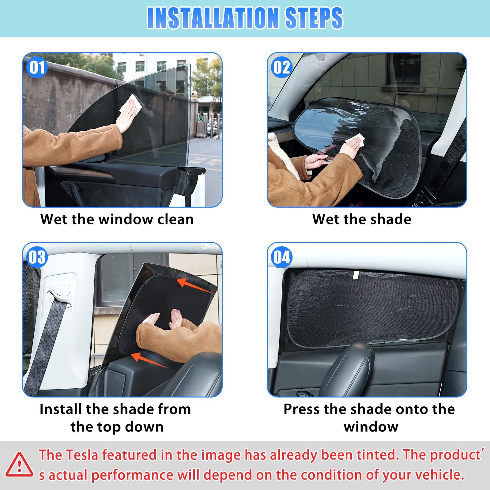 ZATOOTO no-adhesive static cling shade for Model Y seasonal use