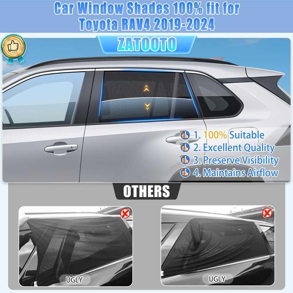ZATOOTO UV-blocking sun shade for RAV4 protects babies and pets.