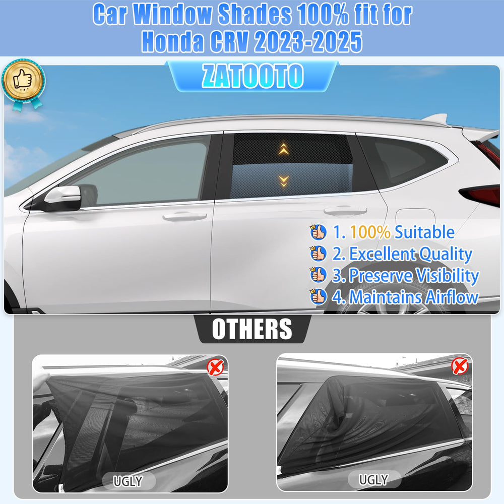 ZATOOTO rear window shade mesh design promotes airflow while shielding passengers from direct sun.