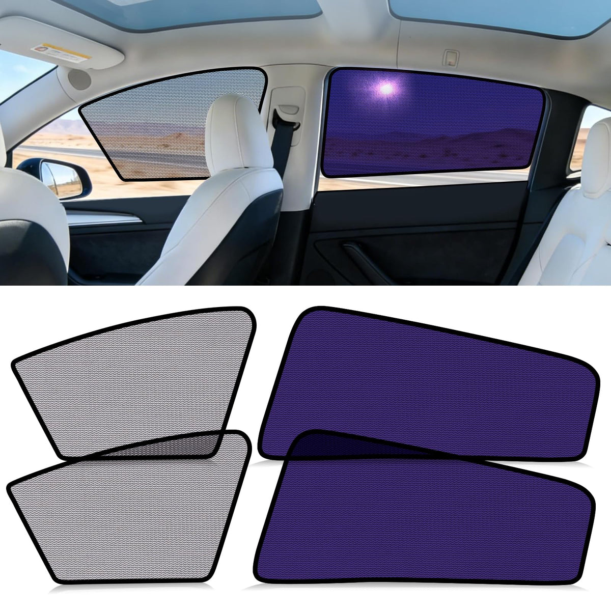 ZATOOTO front driver shade for Model Y reduces glare while preserving visibility.