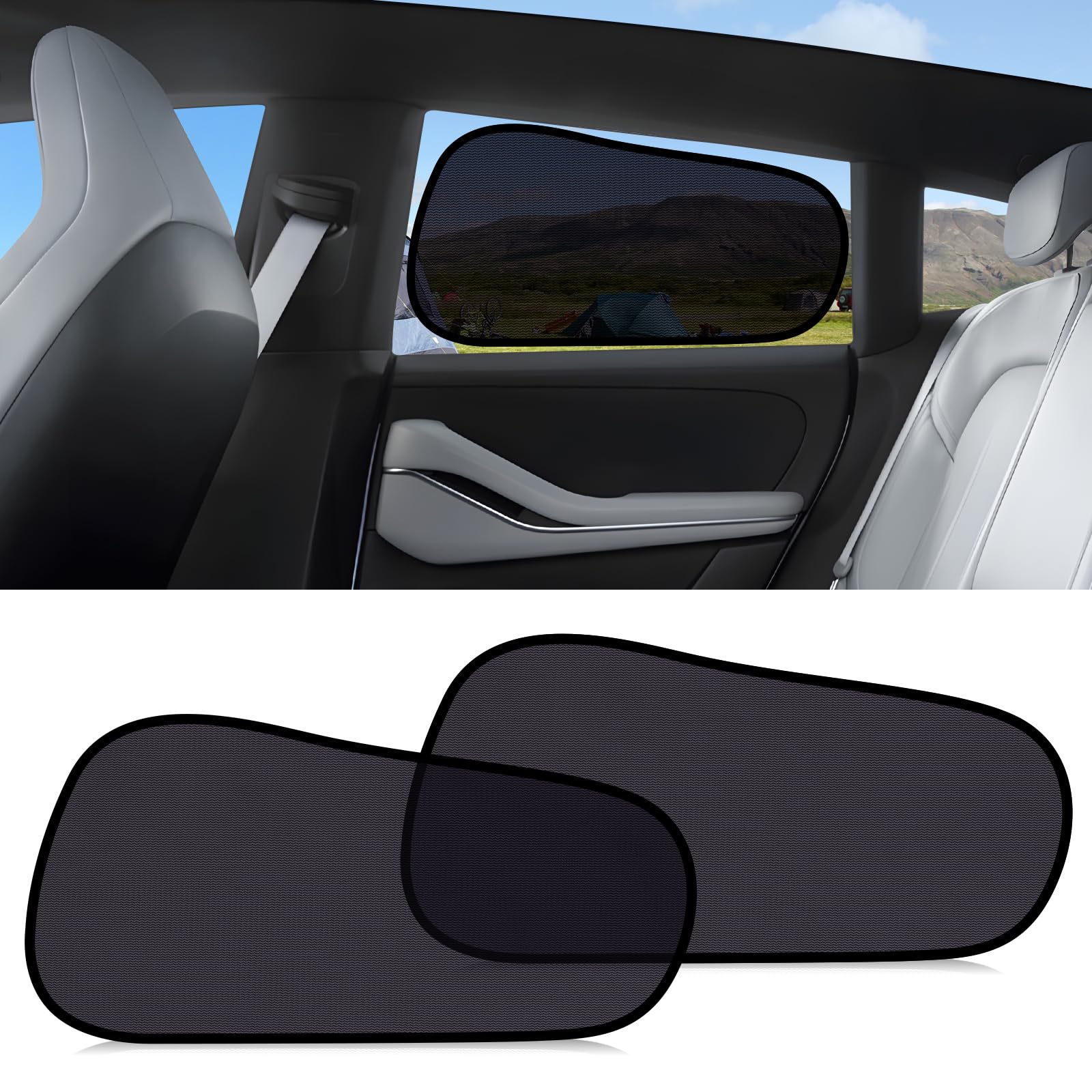 ZATOOTO Tesla Model Y rear window shade semi-transparent shields UV while preserving the view