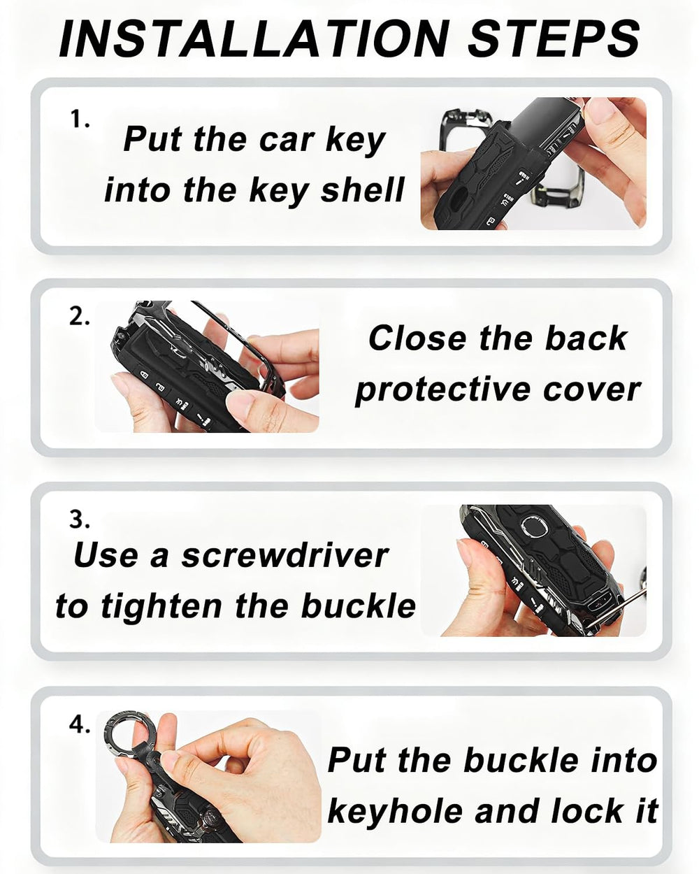 ZAZCQIL 360° protection rugged metal finish for key fob