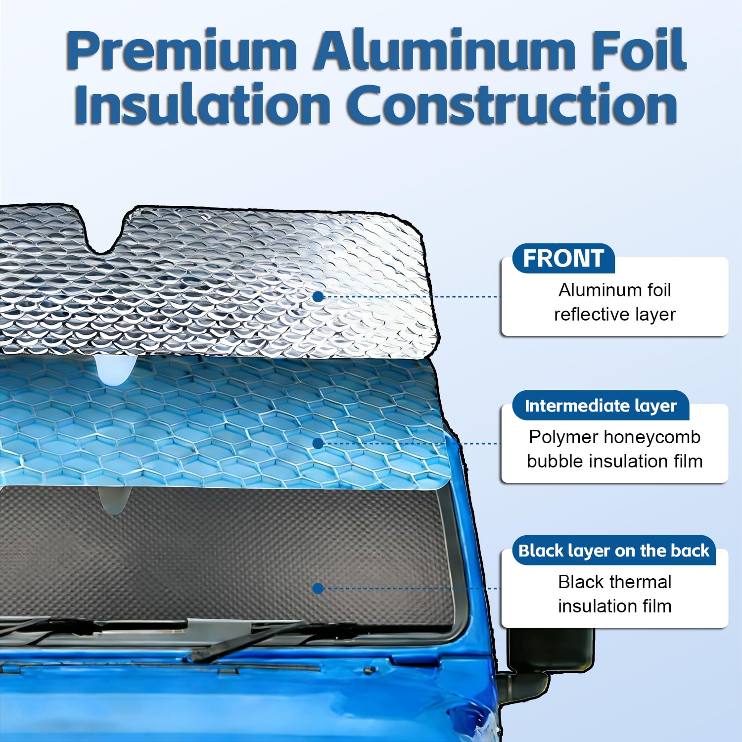 ZAZCQIL duck-pattern shade installed on Wrangler with visors folded for secure fit