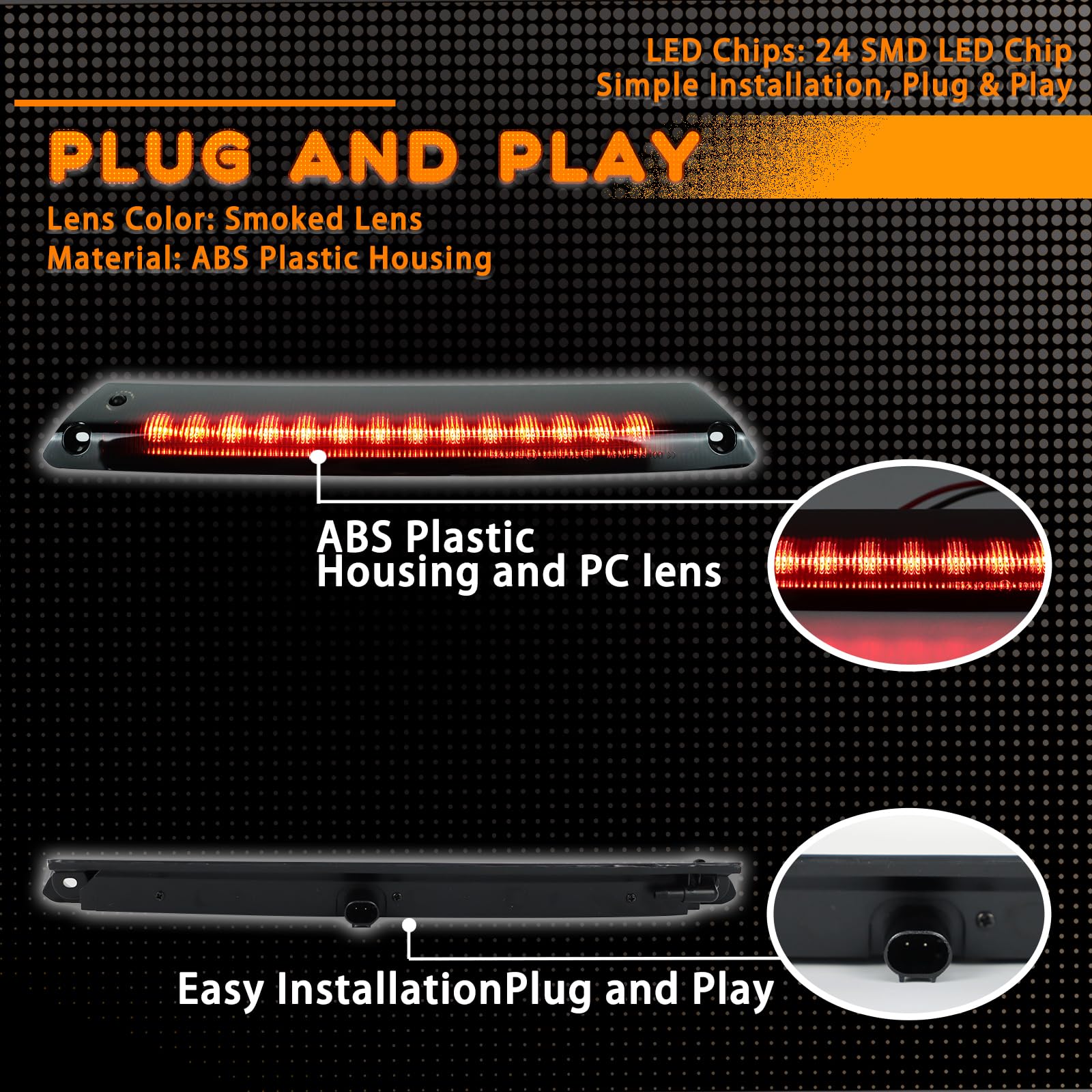ZDEERAOTO Ford Fiesta hatchback brake light with smoked lens enhances rear visibility