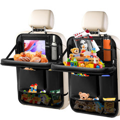 Zecirl backseat organizer with foldable tabletop keeps tablets within reach.