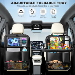 Zecirl backseat organizer with six pockets stores toys and snacks.