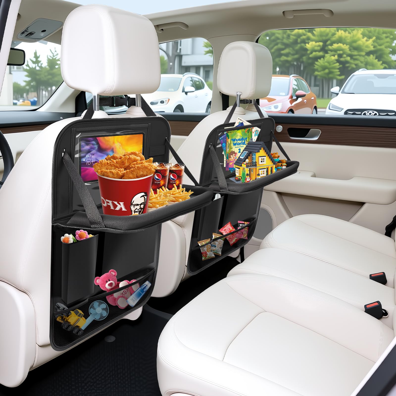 Zecirl kick mats protect car seats from messes and scratches.