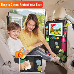 Zecirl kick mat protects seats from dirt and scuffs during travel.