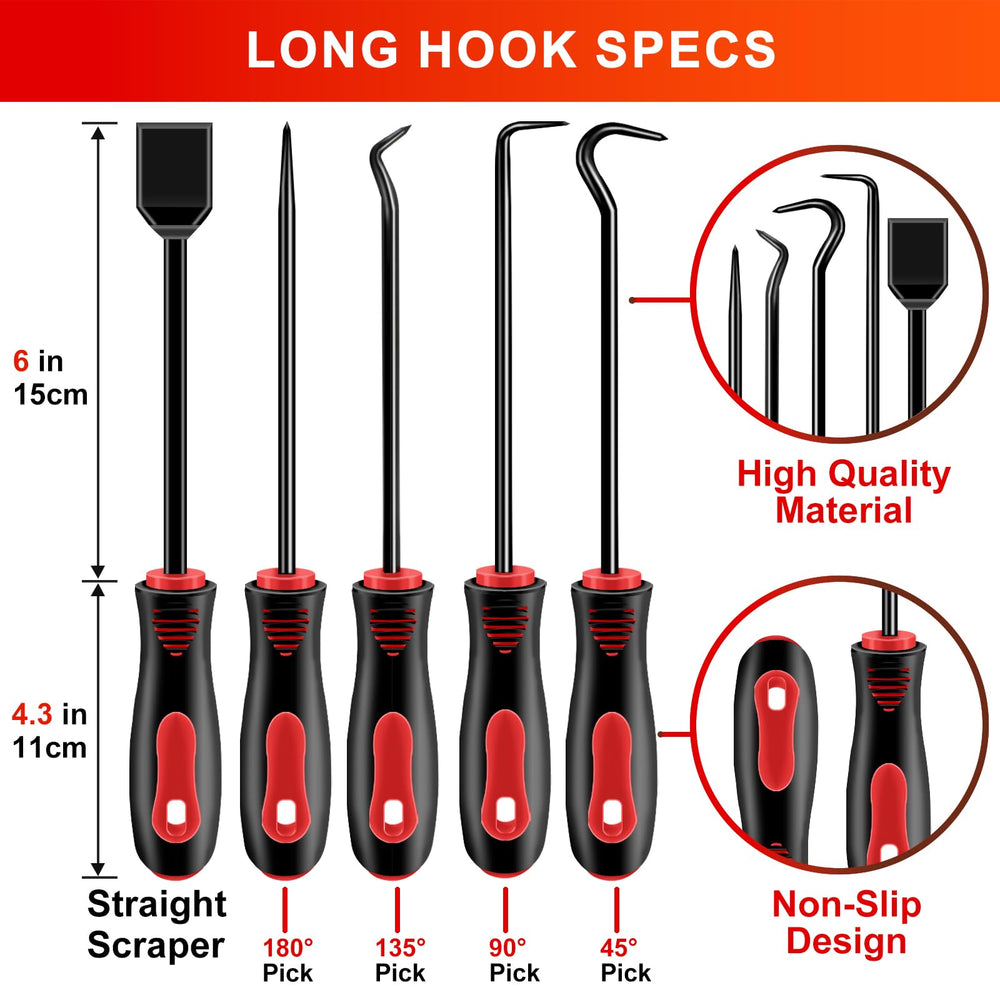 Zecirl mechanical picks and hooks reach tight spaces in automotive work.