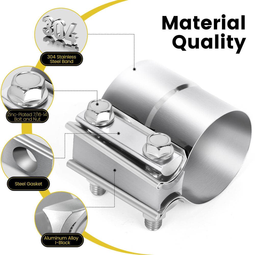 ZEHCLP stainless steel band clamp offers strong support for exhaust components.