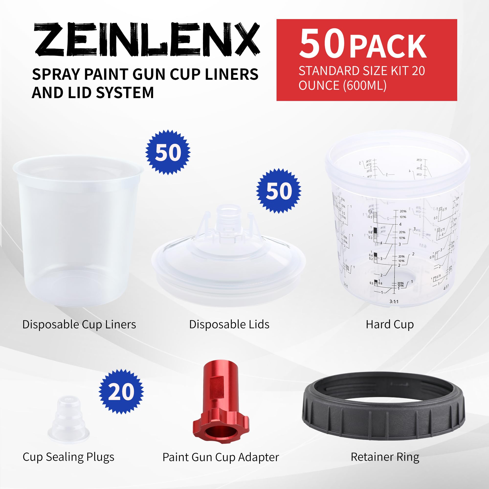 Zeinlenx cup adapter with 16mm thread fits HVLP guns for versatility.