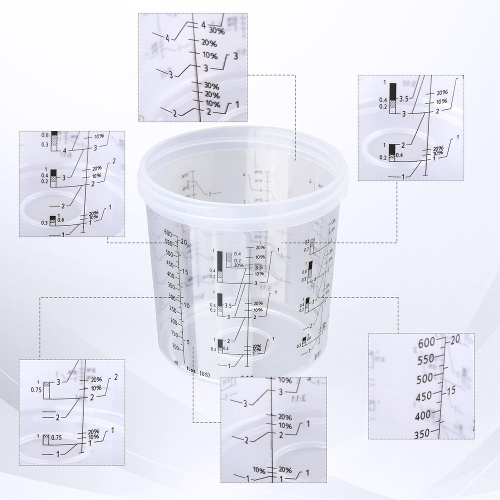 Zeinlenx cup shows clear graduations for precise mixing.