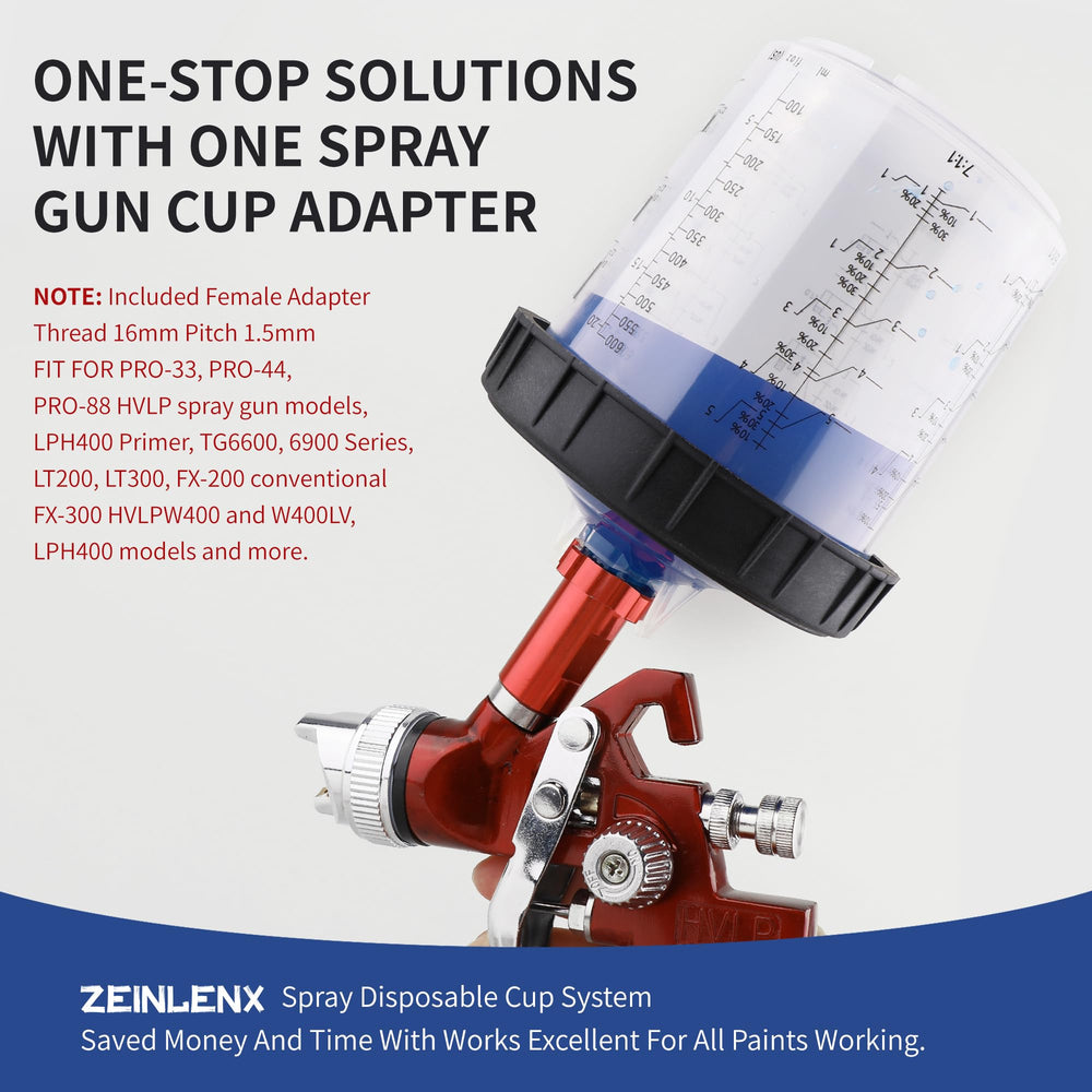 Zeinlenx hard cup with retainer ring provides stable spraying.