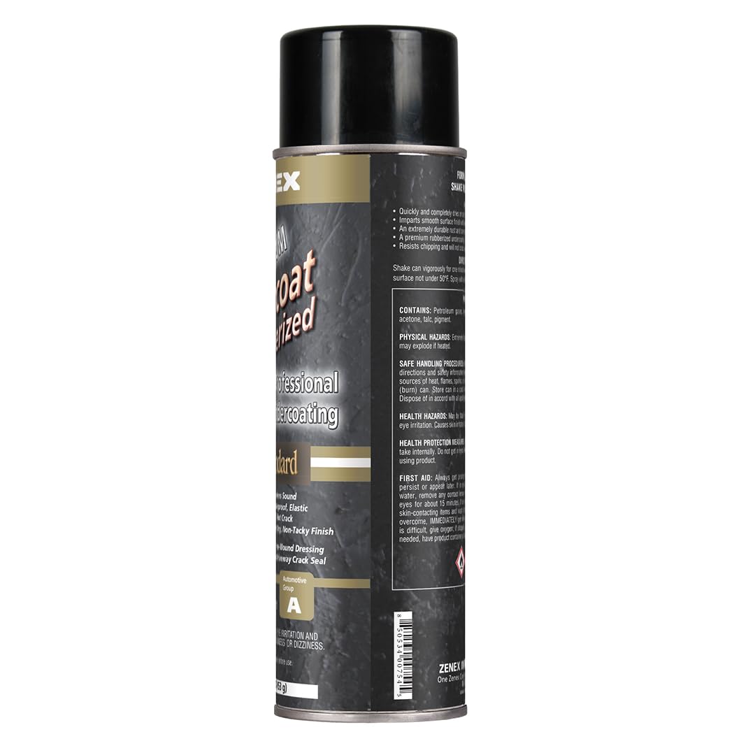 Zenex Rubberized Undercoat dries to a paintable elastic black finish.