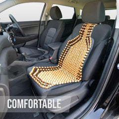 Zento Deals bead seat cushion installed on a bucket car seat.