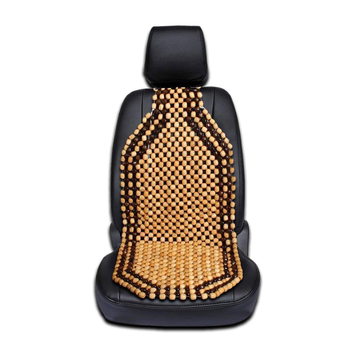 Zento Deals wood beaded cushion front view for relaxed driving comfort.