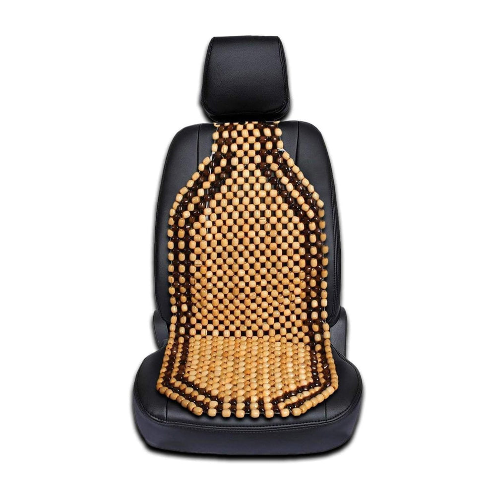 Zento Deals wood beaded cushion front view for relaxed driving comfort.