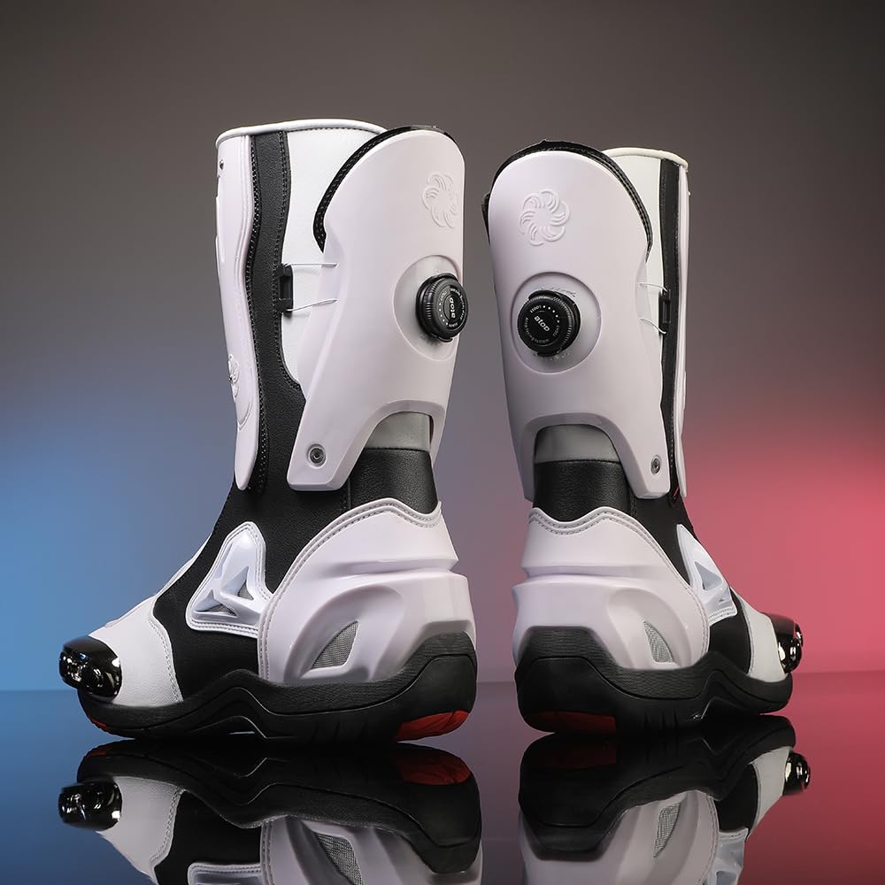 Zeozoom ankle-protection detail in white boots, reinforced support for stability