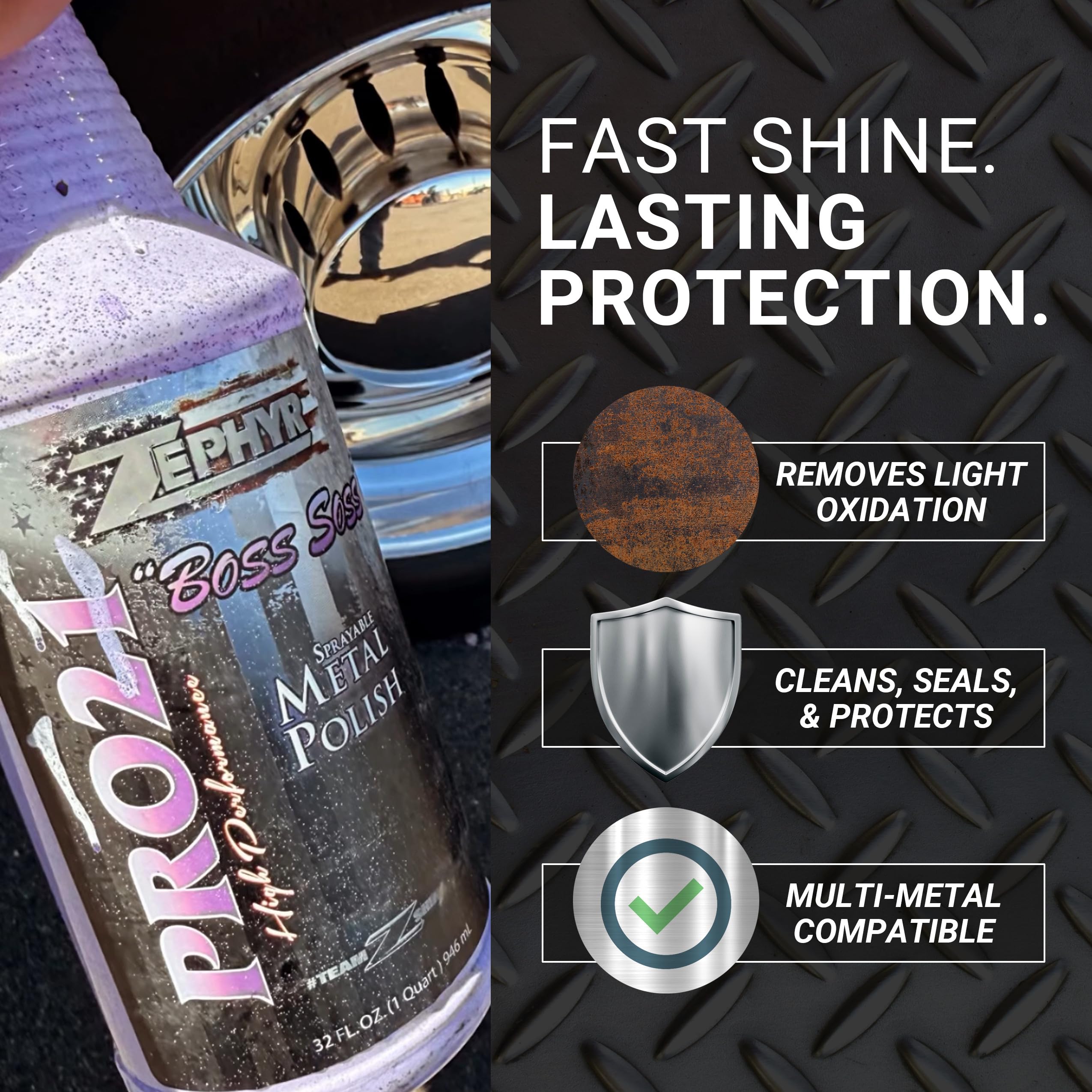Zephyr Pro 21 Boss Soss on chrome bumper for showroom shine